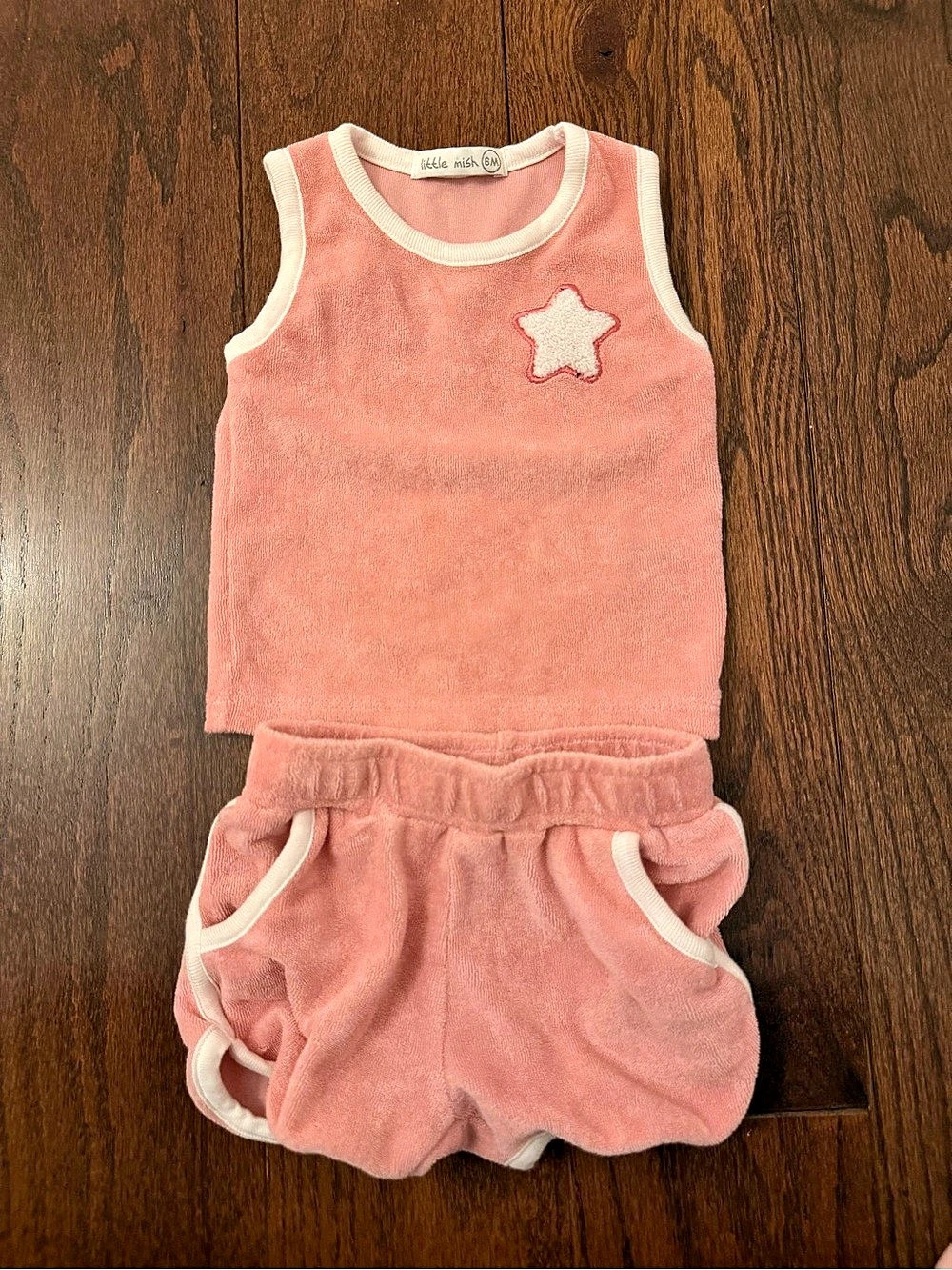 Little Mish Star Sequin Terry Tank Set Pink